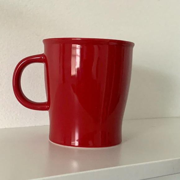 Red 2008 Starbucks 14 oz Red Mug White Embossed Lettering - Picture 2 of 4